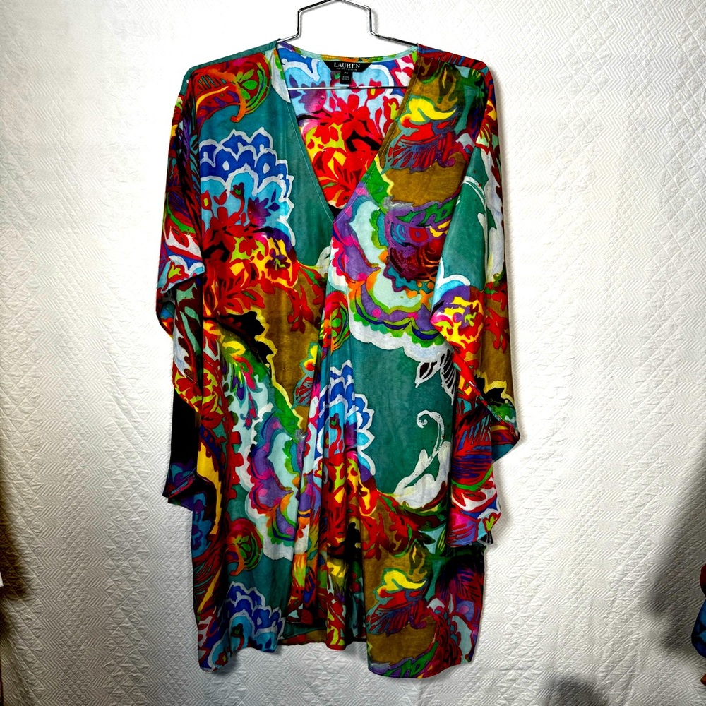 Lauren Ralph Lauren Kimono Sleeve Watercolor Tunic PS